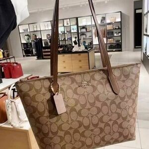Coach Tan and Brown Signature Tote